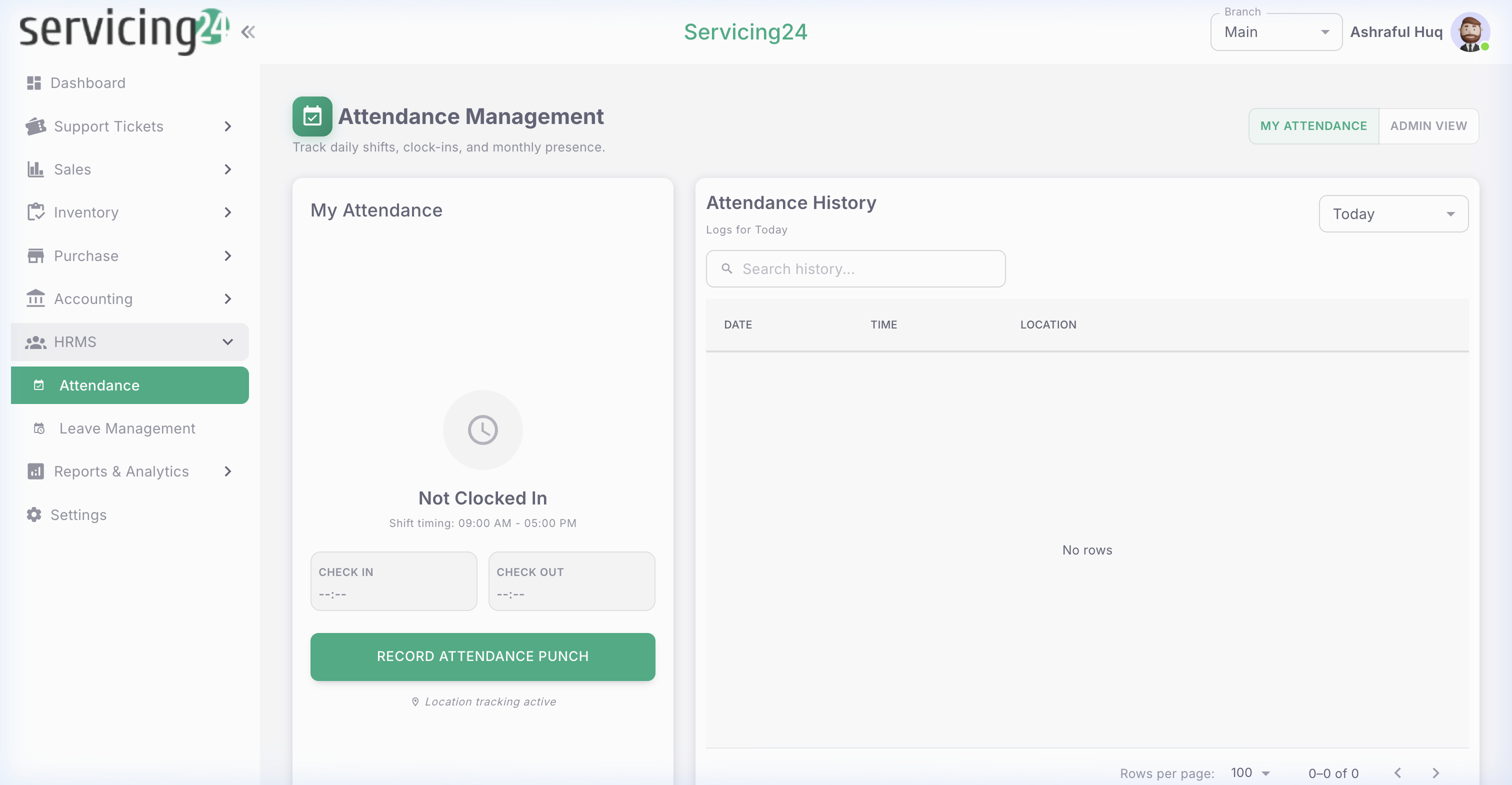 Attendance — daily attendance records for all employees